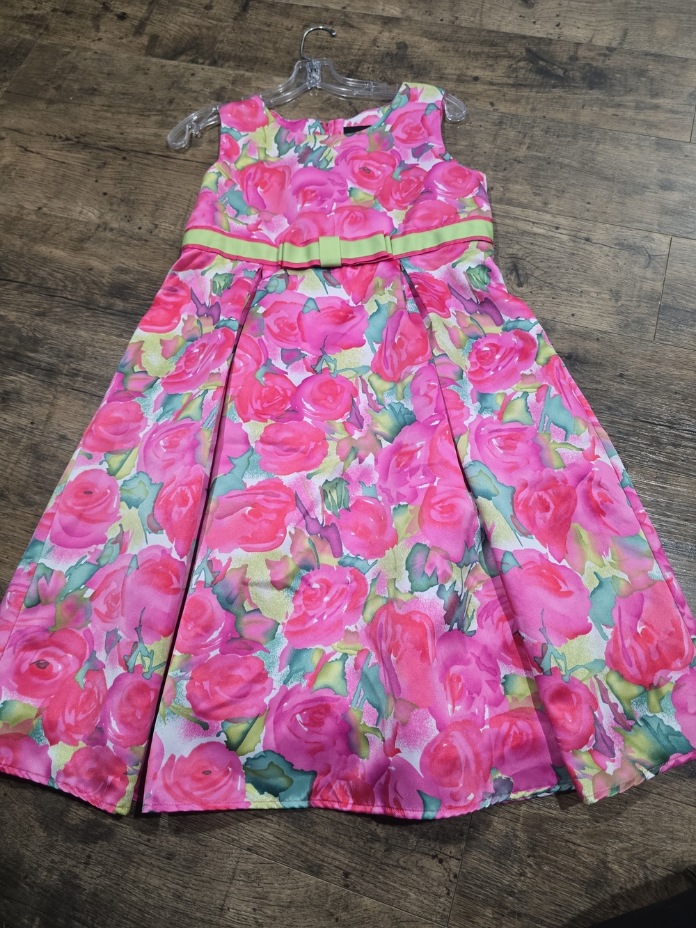 Floral Pink Bow-Trim Girls' Party Dress
